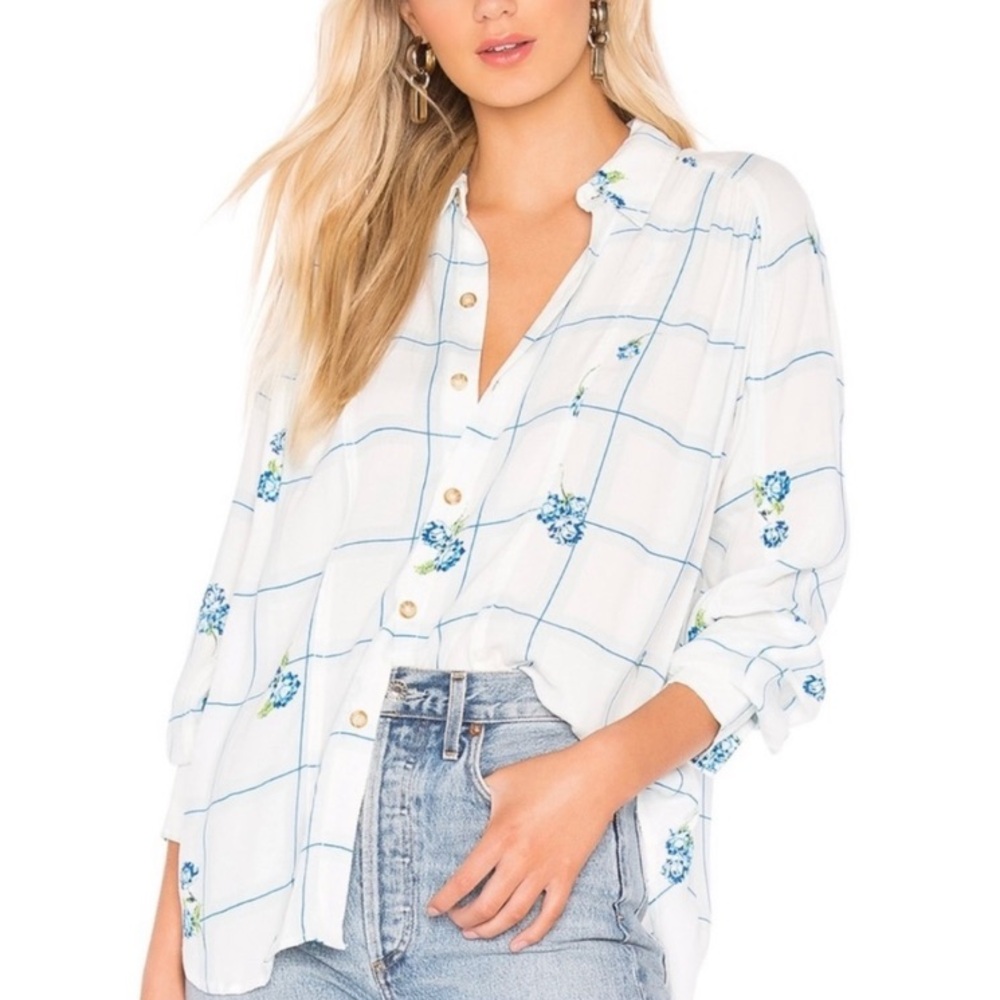 Free People Window to My Heart Printed Blouse